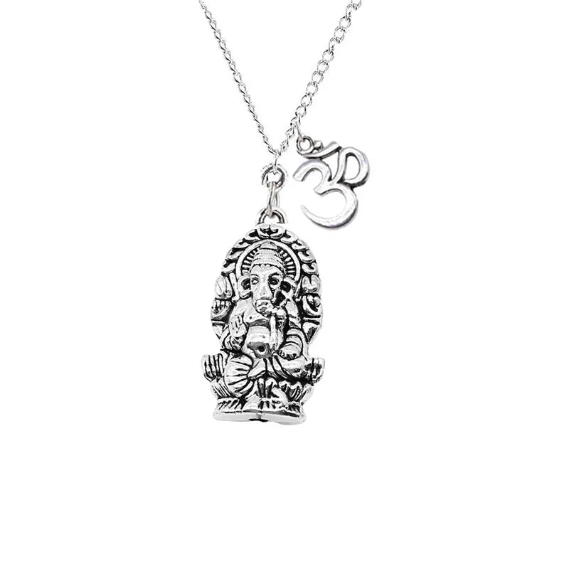 Ganesha Hindu God Necklace， Women Men Spirituality Yoga Pendant Necklace Hindu Elephant God Ganesh Religion Jewelry Gifts