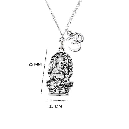 Ganesha Hindu God Necklace， Women Men Spirituality Yoga Pendant Necklace Hindu Elephant God Ganesh Religion Jewelry Gifts