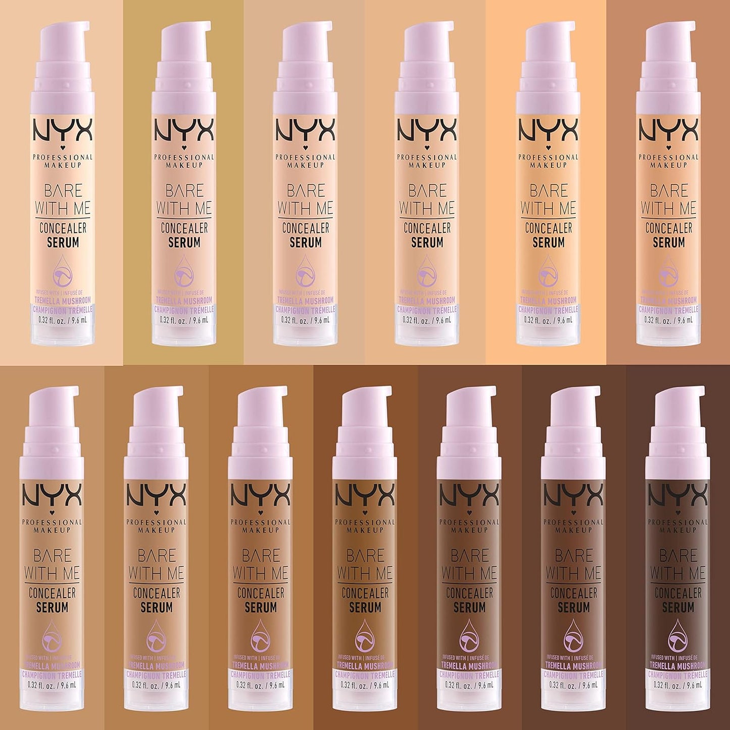 Concealer, under Eye Concealer, Bare with Me Serum, Satin and Natural Finish, Infused with Tremella Mushroom and Green Tea for 24HR Hydration, Vegan Formula - 03 Vanilla, 9.6Ml