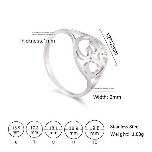 2026 Buddhism Hindu Yoga Om Women'S Ring Religion Amulet Stainless Steel Jewelry Wholesale Mother'S Day Birthday Gift
