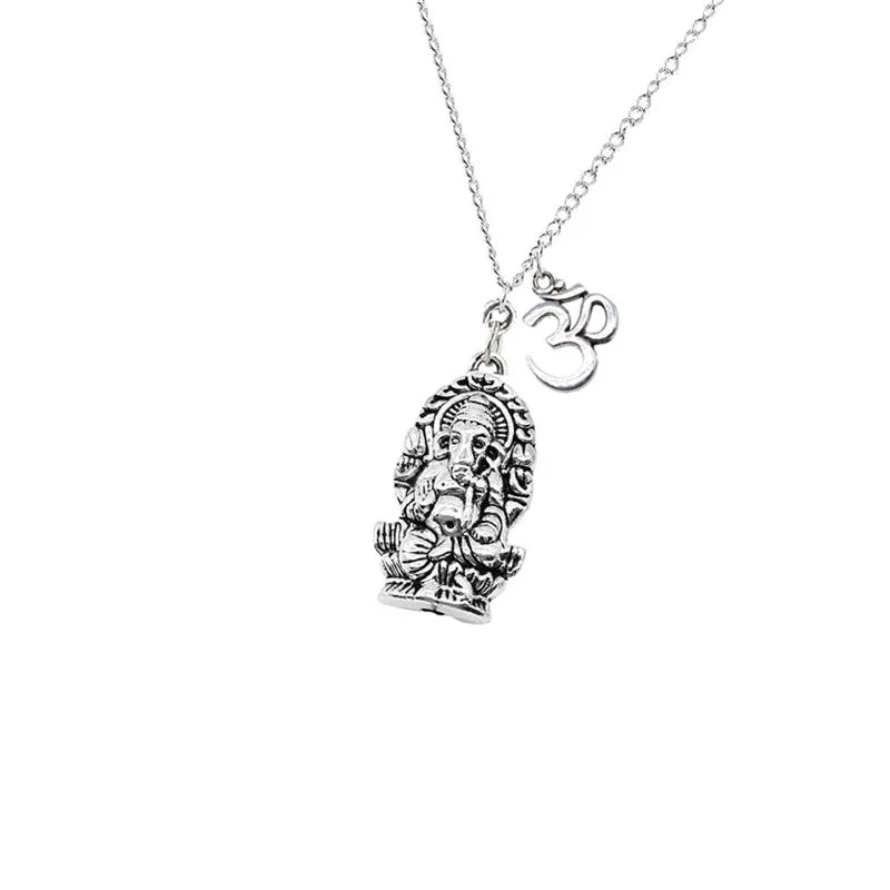 Ganesha Hindu God Necklace， Women Men Spirituality Yoga Pendant Necklace Hindu Elephant God Ganesh Religion Jewelry Gifts