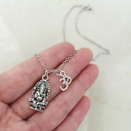 Ganesha Hindu God Necklace， Women Men Spirituality Yoga Pendant Necklace Hindu Elephant God Ganesh Religion Jewelry Gifts